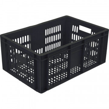 Контейнер пластиковый 600х400х250мм перф/перф (арт.201)_черный
