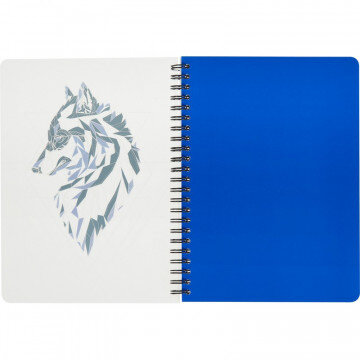 Тетрадь общая №1 School Волк 96л., пластиковая обл., запечат.лист, пружина Тетрадь общая №1 School Волк 96л., пластиковая обл., запечат.лист, пружина