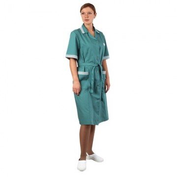 Халат для горничных и уборщиц у01-ХЛ кор.рук бирюз(р.44-46) 158-16