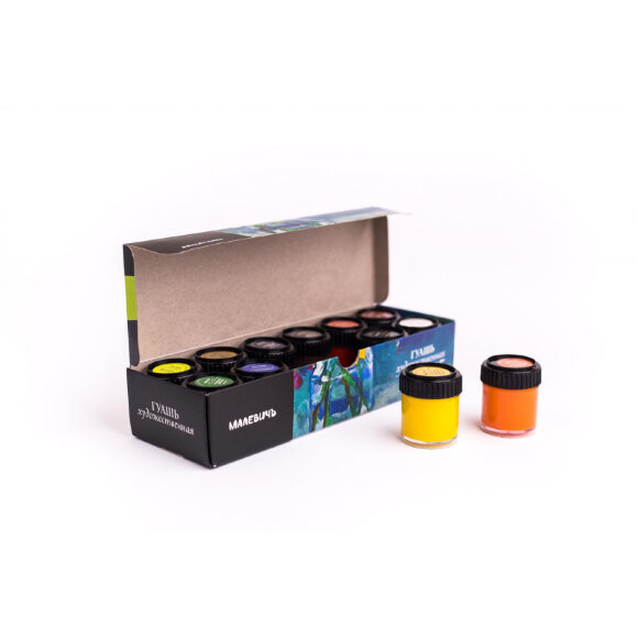 Гуашь Малевичъ, 12 цветов по 22 мл, 620022