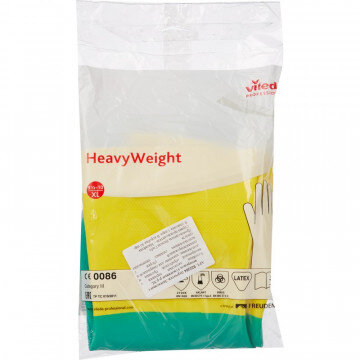 Перчатки латексные с неопреном Усиленные Vileda, зеленый/желтый, XL,120270