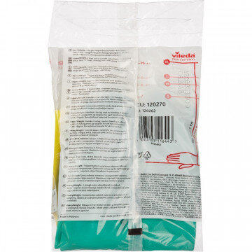 Перчатки латексные с неопреном Усиленные Vileda, зеленый/желтый, XL,120270