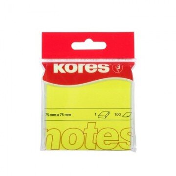 Блок-кубик Kores бум.для зам. 75х75 неоновая желтая 100л. ?47076