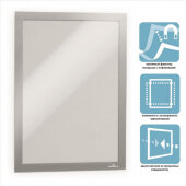 Рамка А4 серебро самокл.осн. DURABLE Duraframe 487223 2шт