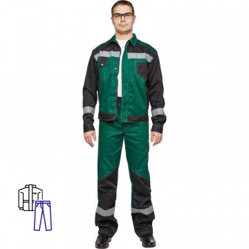 Спец.одежда летняя Костюм мужской л21-КБР зелен/черн. (р.56-58) 182-188