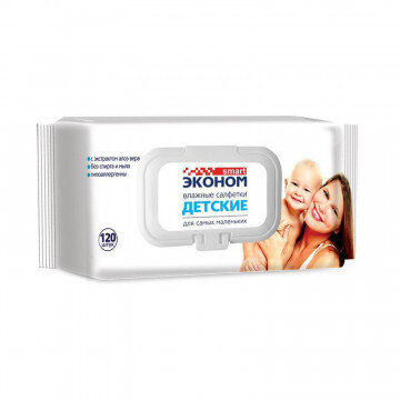 Салфетки влажные Эконом smart детские 120шт./уп. с клапаном 30108 Салфетки влажные Эконом smart детские 120шт./уп. с клапаном 30108
