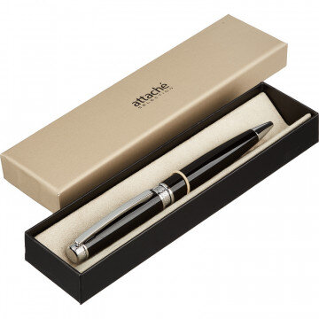 Ручка шариковая Attache SelectionDesire,черн.корп.,пов.мех.,синий,футляр