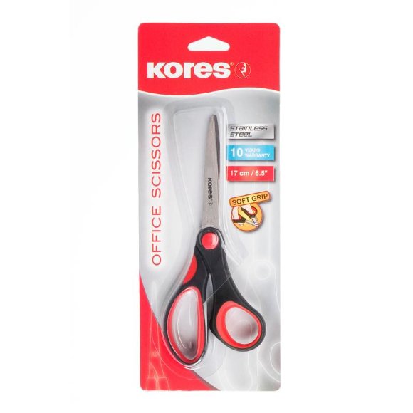 Ножницы Kores Softgrip 170 мм с пласт. прорезин. анатом. руч. цв. вассорт.