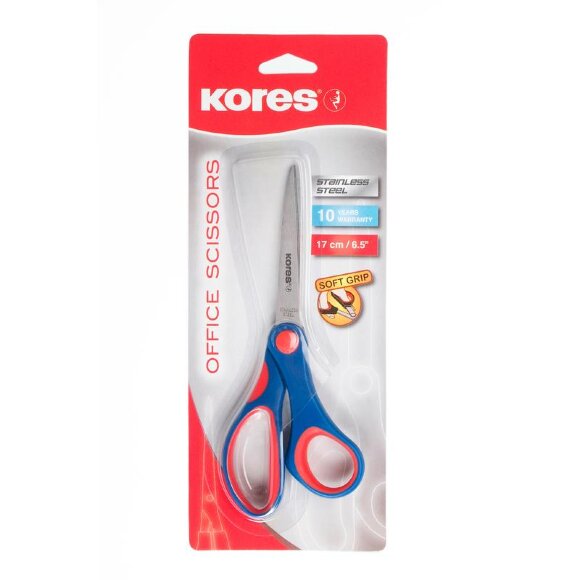 Ножницы Kores Softgrip 170 мм с пласт. прорезин. анатом. руч. цв. вассорт.