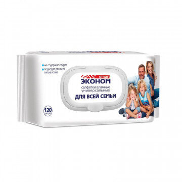 Салфетки влажные Эконом smart д/рук универс 120шт./уп. с клапаном 30647 Салфетки влажные Эконом smart д/рук универс 120шт./уп. с клапаном 30647