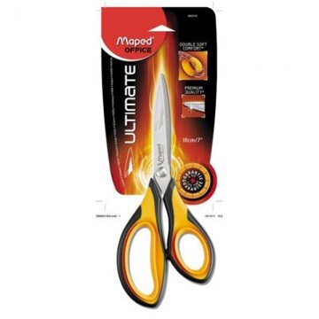 Ножницы Maped  180 мм с двойным мягким покрытием колец, цв. оранжевый/черн.