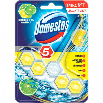 Туалетный блок DOMESTOS Power 5 свежесть лайма 55гр Туалетный блок DOMESTOS Power 5 свежесть лайма 55гр