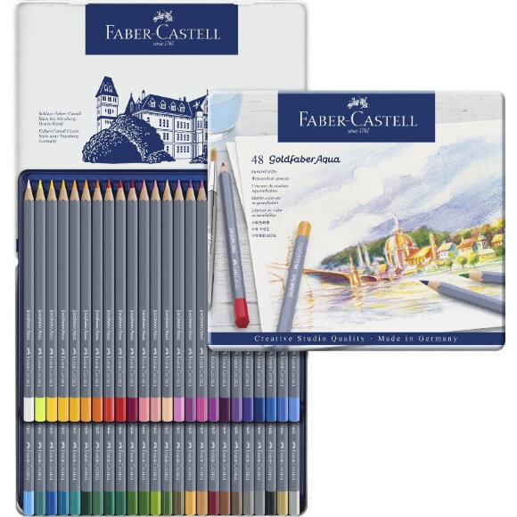 Карандаши акварельные Faber-Castell Goldfaber Aqua, 48цв,метал.короб,114648 Карандаши акварельные Faber-Castell Goldfaber Aqua, 48цв,метал.короб,114648