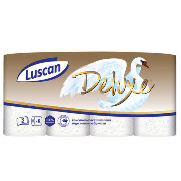 Бумага туалетная Luscan Deluxe 3сл бел 100%цел втул 19,35м 155л 8рул/уп Бумага туалетная Luscan Deluxe 3сл бел 100%цел втул 19,35м 155л 8рул/уп
