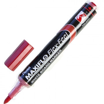 Маркер для досок Pentel Maxiflo Flex-Feel гибкий након., красный, 1.0-5.0мм