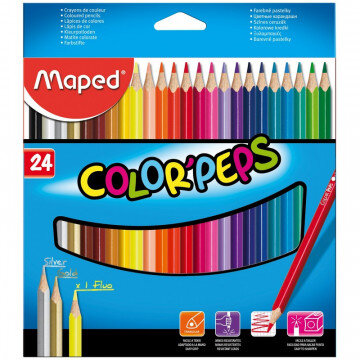 Карандаши цветные 24цв 3-гран Maped 183224 Карандаши цветные 24цв 3-гран Maped 183224