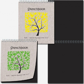 Скетчбук Sketchbook Black 20л., 170х200,черная бумага 140 г/м,обл.выб.лак