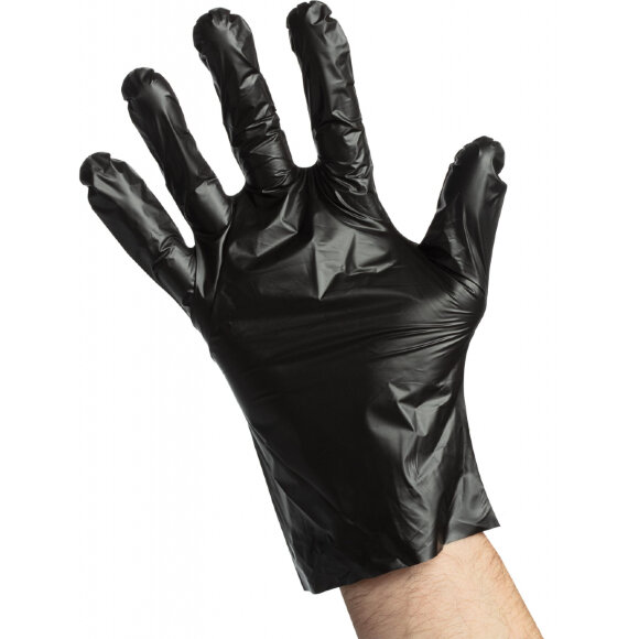 Перчатки одноразовые ТПЭ AVIORA цв. черный (402-883) 100 шт/уп р.М