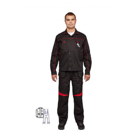 Спец.одежда летняя Костюм муж. л29-КПК черн/красн (р.52-54) 170-176