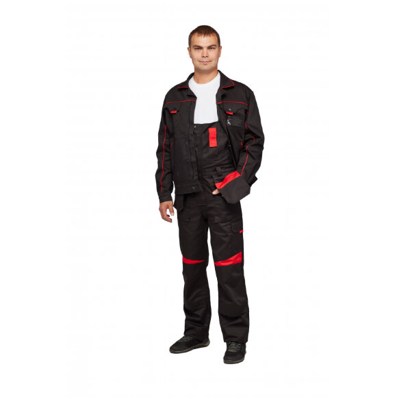 Спец.одежда летняя Костюм муж. л29-КПК черн/красн (р.52-54) 170-176