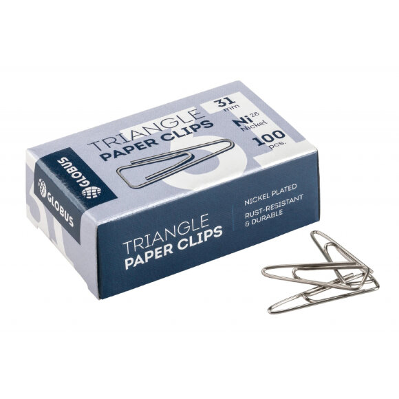 Скрепки Глобус треугольные 31 мм никелированные 100 шт С31-100 Н