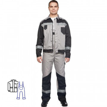 Спец.одежда летняя Костюм мужской л21-КПК серый/черн. (р.56-58) 170-176