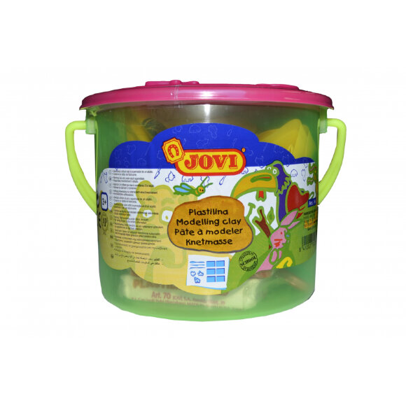 Пластилин JOVI, 6 цв.,300г, растительный,формочки,стеки,клеенка, в ведре,14