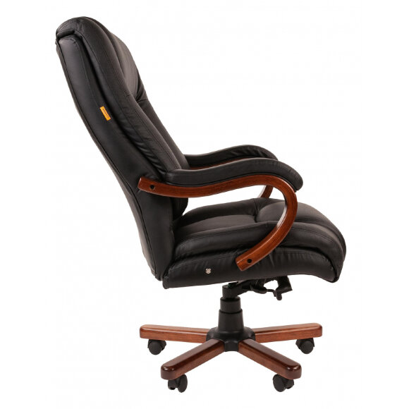 Кресло VT_CHAIRMAN 503 кожа черный, дерево т.орех