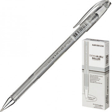 Ручка гелевая серебро металлик CROWN, 0,7мм