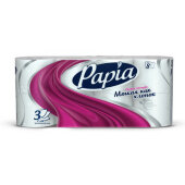 Бумага туалетная Papia Белая 3сл бел 100%цел втул 16,8м 140л 8рул/уп