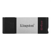 Флеш-память Kingston DataTraveler 80, USB-C 3.2 G1, сереб/чер, DT80/64GB Флеш-память Kingston DataTraveler 80, USB-C 3.2 G1, сереб/чер, DT80/64GB