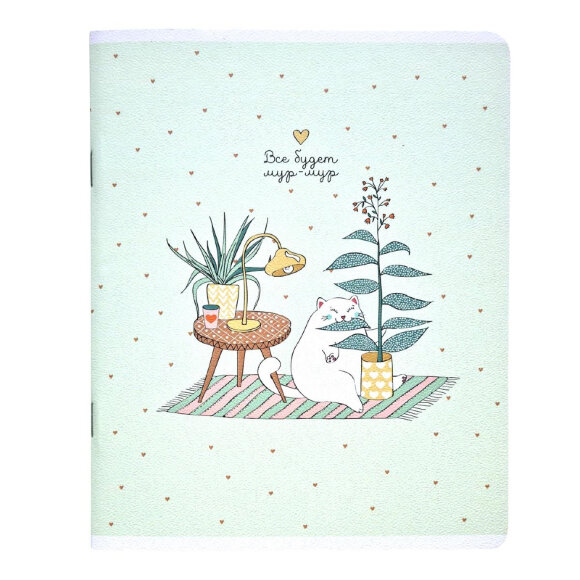 Тетрадь общая А5, 48 л. клетка, скрепка, поля Mur-mur лампа N2545