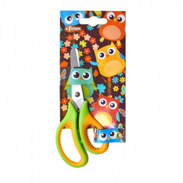 Ножницы детские №1School 13,5 см, Веселые совята резиновые ручки Ножницы детские №1School 13,5 см, Веселые совята резиновые ручки