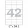 Этикетки самоклеящиеся Promega label 67х20,5 мм / 42 шт. на листе А4 (100л.