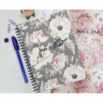 Тетрадь общая А5,80л,клет,спираль,мягк.перепл.156х207мм Emily Серый N1528