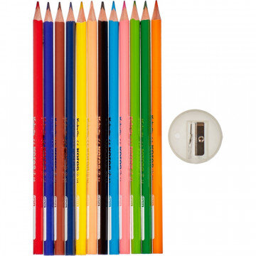 Карандаши цветные 12цв 3-гран,точилка,тубус Kores 93313