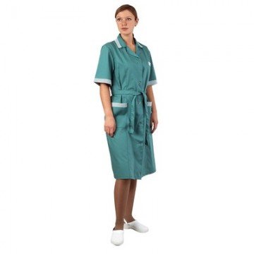 Халат для горничных и уборщиц у01-ХЛ кор.рук бирюз(р.64-66) 158-16