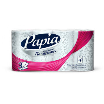 Полотенца бумажные Papia 3 сл. 4рул/уп Полотенца бумажные Papia 3 сл. 4рул/уп