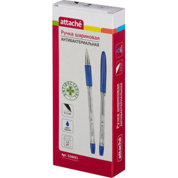 Ручка шариковая Attache Antibacterial А03 масляная, манж, 0,5 мм, синяя Ручка шариковая Attache Antibacterial А03 масляная, манж, 0,5 мм, синяя