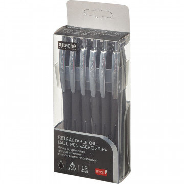 Ручка шариковая Attache Selection Glide Aerogrip 0,7мм, чёрн, масл, авт.