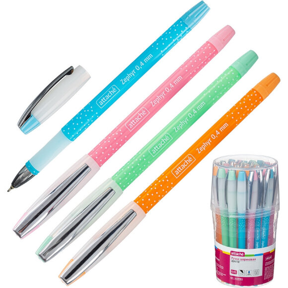 Ручка шариковая Attache Zephyr, синий ст. корп.ассорти Ручка шариковая Attache Zephyr, синий ст. корп.ассорти