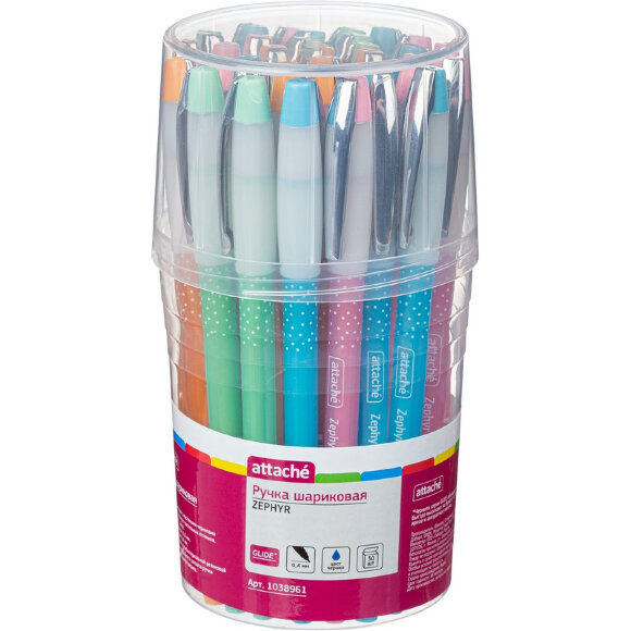 Ручка шариковая Attache Zephyr, синий ст. корп.ассорти Ручка шариковая Attache Zephyr, синий ст. корп.ассорти