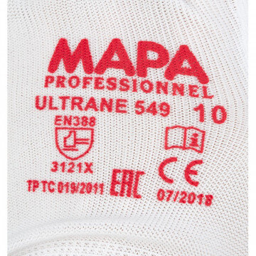 Перчатки защитные трикотажные Mapa Ultrane 549 нейлон c п/у пок (р 10, XL)