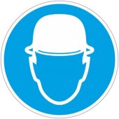 Знак безопасности M02 Работать в защитной каске (плёнка,200х200)