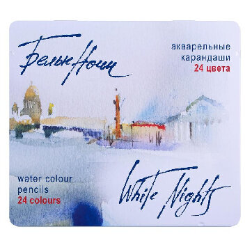 Карандаши цветные акварельные Белые Ночи, 24 цвета, жесть. 1581201256 Карандаши цветные акварельные Белые Ночи, 24 цвета, жесть. 1581201256