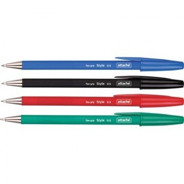 Ручка шариковая Attache Style 4цв/набор 0,5мм прорезин.корпус