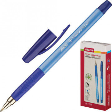 Ручка шариковая Attache Antibacterial А05 масляная, треуг, манж, 0,5мм,синя Ручка шариковая Attache Antibacterial А05 масляная, треуг, манж, 0,5мм,синя