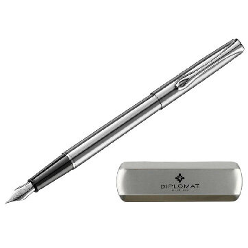 Ручка перьевая DIPLOMAT Traveller stainless steel F синий D10057495