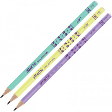 Карандаш чернографитный Attache Selection Agra,HB,6шт/наб,б/ласт,в асc.