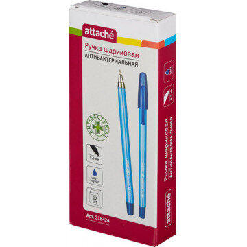 Ручка шариковая Attache Antibacterial А04 масляная, треуг, 0,5мм, синяя Ручка шариковая Attache Antibacterial А04 масляная, треуг, 0,5мм, синяя